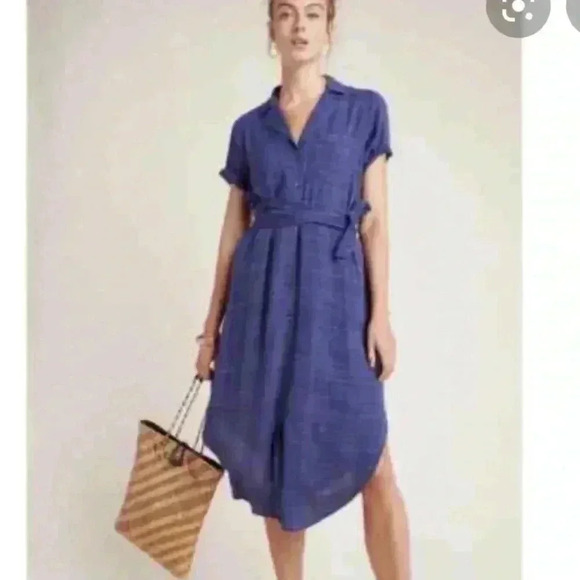 Maeve Textured Aria Shirtdress Size XS Blue - Picture 2 of 7